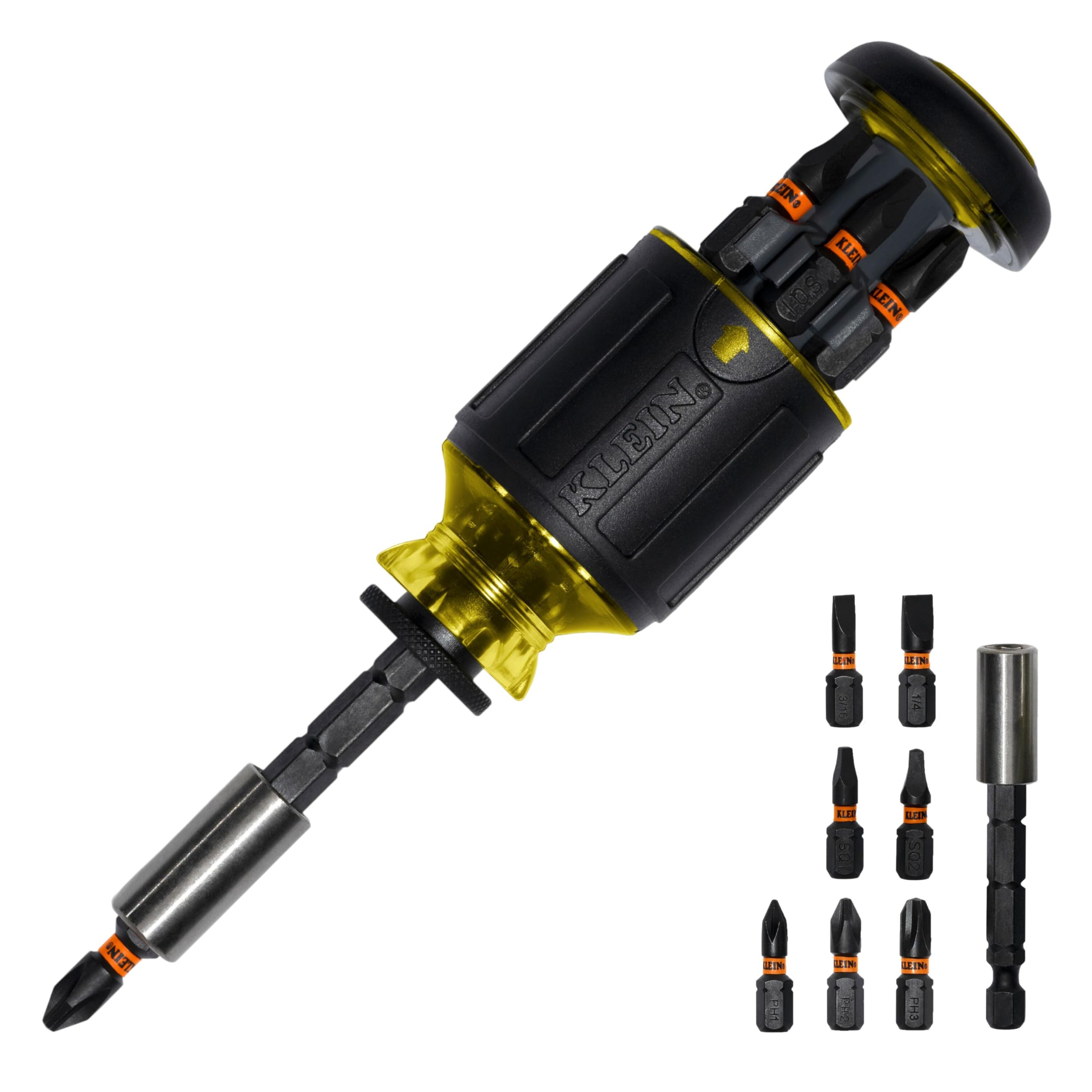 Klein Tools 32308 Multi-bit Stubby Screwdriver, Impact Rated 8-in